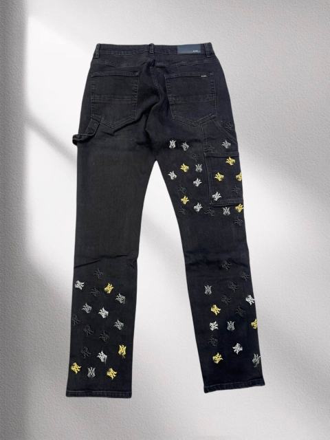 Amir* Colorful Embroidery Logo Black Jeans