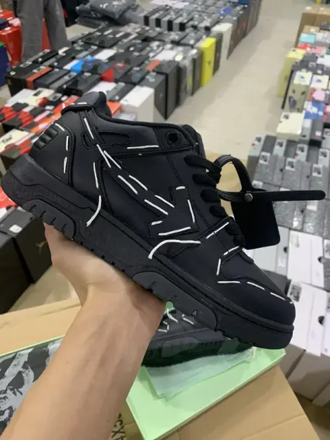 Off-White Out Of Office Low-Top Leather OW Sneakers Shoes Black (Size 7-13)