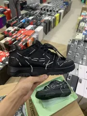 Off-White Out Of Office Low-Top Leather OW Sneakers Shoes Black (Size 7-13)