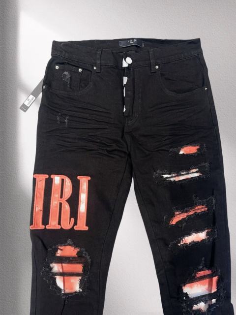 Amir* Orange Logo Black Jeans