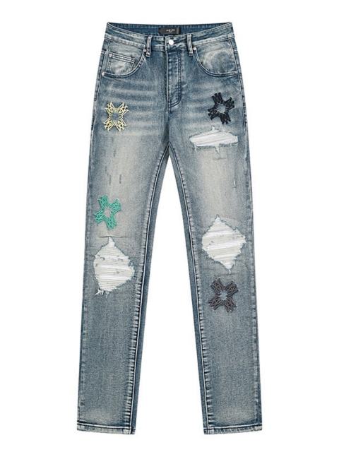 Black White LOGO  Letter Embroidered Jeans