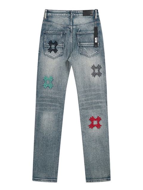 Black White LOGO  Letter Embroidered Jeans