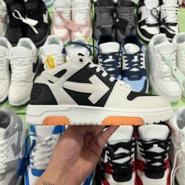 Off-White Out Of Office Low-Top Leather OW Sneakers Shoes White Blue(Size 7-11)