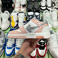 Off-White Out Of Office Low-Top Leather OW Sneakers Shoes White Pink(Size 7-11)