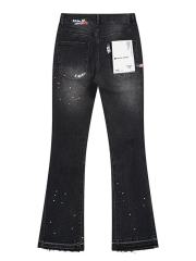 Purple Splash Ink Black Flared Jeans
