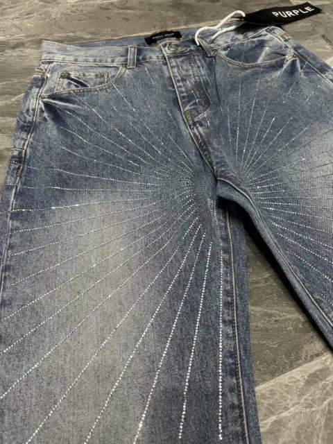 1:1 quality Version Purple Radial Rhinestone Jeans