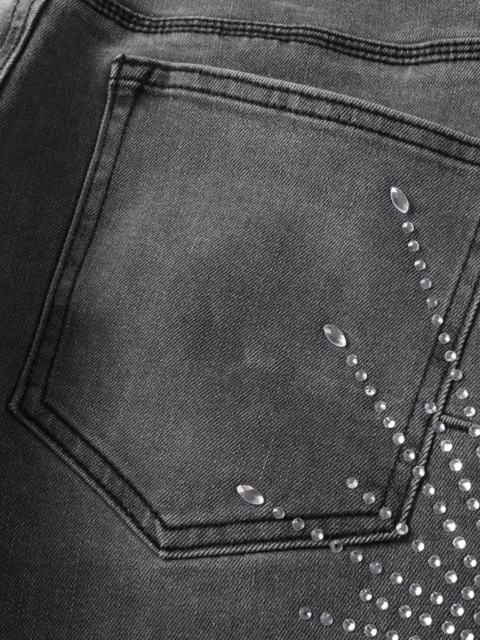 1:1 Quality Version Purple Radial Rhinestone Black Jeans