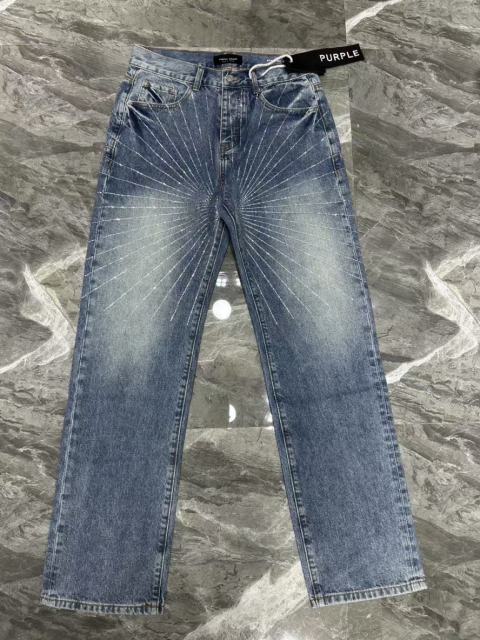 1:1 quality Version Purple Radial Rhinestone Jeans