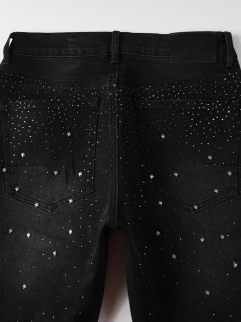 1:1 Quality Version Purple Rhinestone Black Jeans