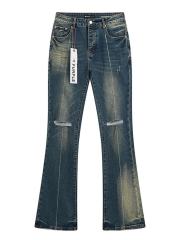 Purple Denim Flared Jeans
