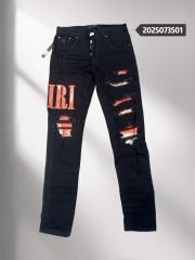 Amir* Orange Logo Black Jeans