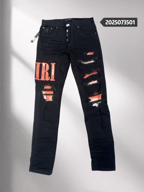 Amir* Orange Logo Black Jeans