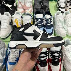 Off-White Out Of Office Low-Top Leather OW Sneakers Shoes White Blue(Size 7-11)