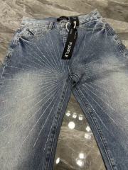 1:1 quality Version Purple Radial Rhinestone Jeans