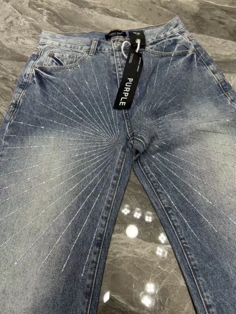 1:1 quality Version Purple Radial Rhinestone Jeans