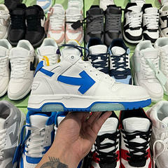 Off-White Out Of Office Low-Top Leather OW Sneakers Shoes White Blue(Size 7-11)