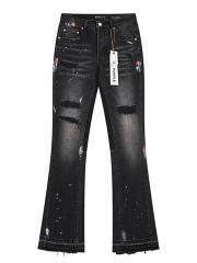 Purple Splash Ink Black Flared Jeans