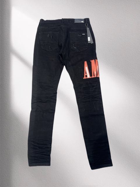 Amir* Orange Logo Black Jeans