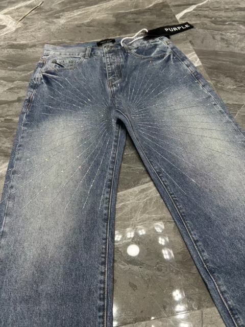 1:1 quality Version Purple Radial Rhinestone Jeans