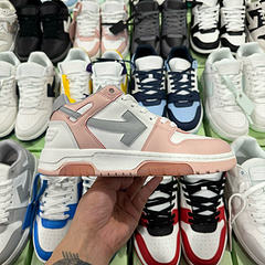 Off-White Out Of Office Low-Top Leather OW Sneakers Shoes White Pink(Size 7-11)