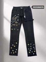 Amir* Colorful Embroidery Logo Black Jeans