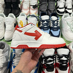 Off-White Out Of Office Low-Top Leather OW Sneakers Shoes White Red(Size 7-11)