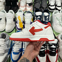Off-White Out Of Office Low-Top Leather OW Sneakers Shoes White Red(Size 7-11)
