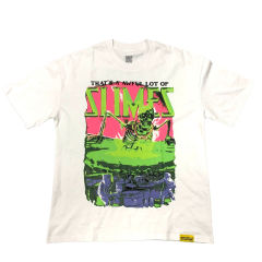 Mixed Emotion Fluorescent Green Skull Letter Print Tee
