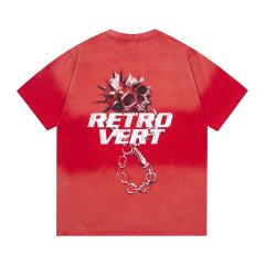 Retro Vert Skull Chain Print Washed Version Tee 2 colors