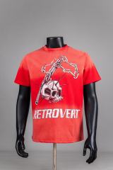 Retro Vert Skull Chain Print Washed Version Tee 2 colors
