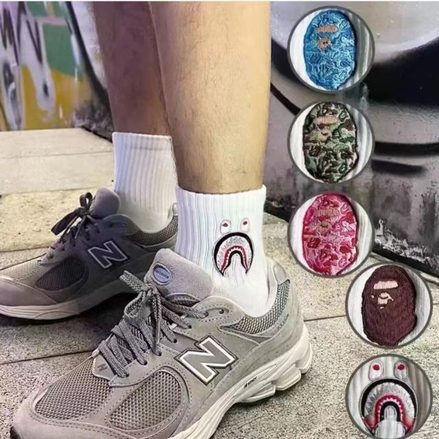 Bape Shark Camouflage Ape Head Embroidered Mid-Calf Socks 20 colors