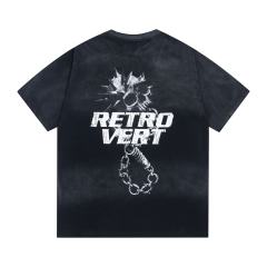 Retro Vert Skull Chain Print Washed Version Tee 2 colors