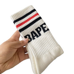 Bape Large Letter Jacquard Striped Socks 9 colors