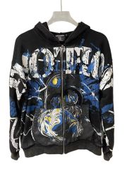 Mixed Emotion Distressed Black Printed Hoodie