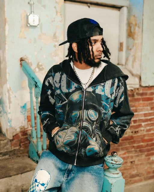 Mixed Emotion Distressed Black Printed Hoodie