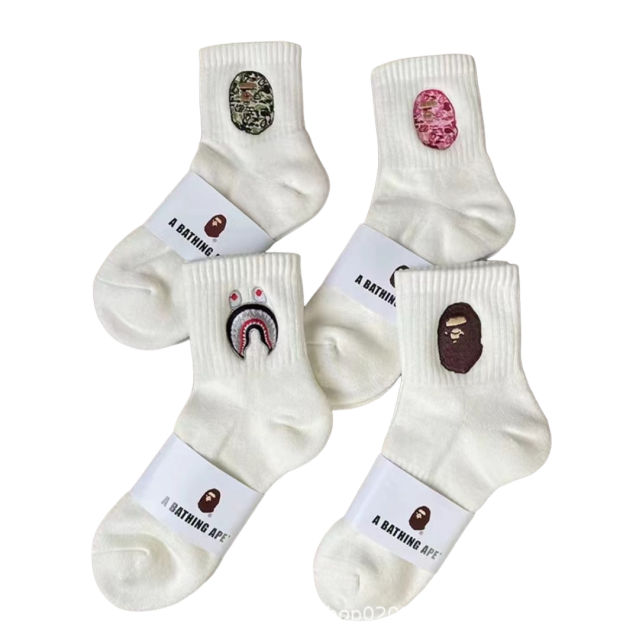 Bape Shark Camouflage Ape Head Embroidered Mid-Calf Socks 20 colors