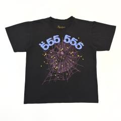 1:1 Quality Blue Letter Red Spider Web Print Tee