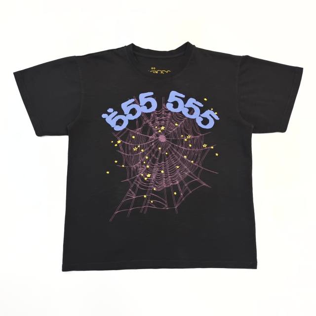 1:1 Quality Blue Letter Red Spider Web Print Tee