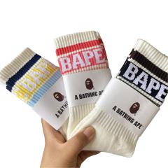 Bape Large Letter Jacquard Striped Socks 9 colors