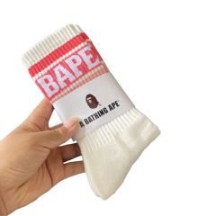 Bape Large Letter Jacquard Striped Socks 9 colors