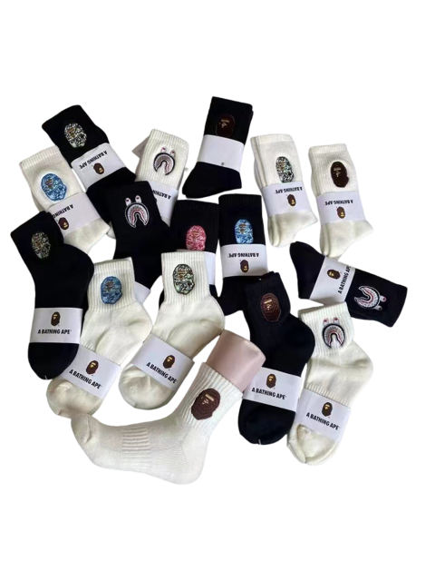 Bape Shark Camouflage Ape Head Embroidered Mid-Calf Socks 20 colors