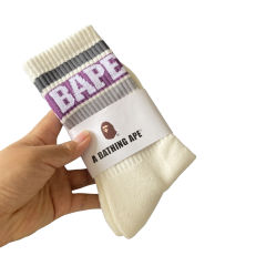 Bape Large Letter Jacquard Striped Socks 9 colors