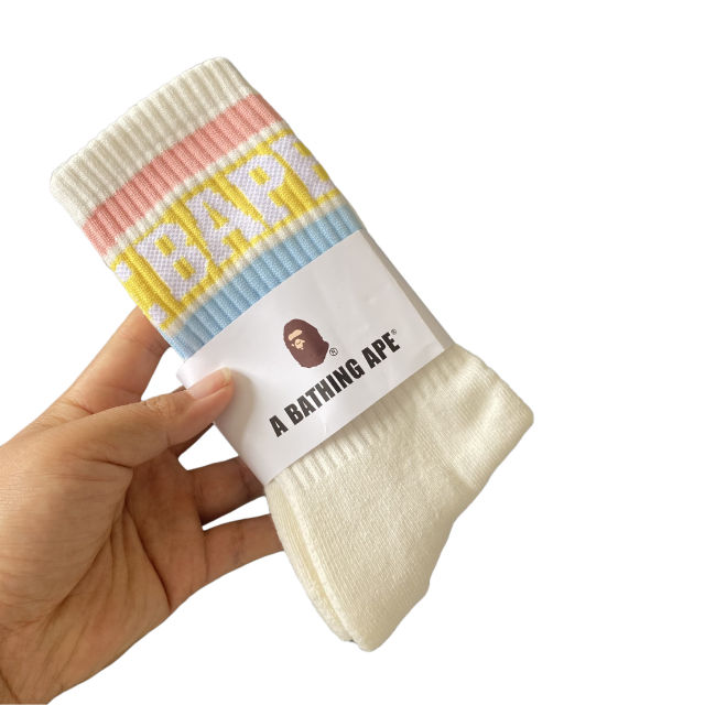 Bape Large Letter Jacquard Striped Socks 9 colors