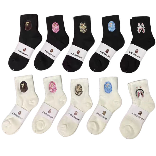 Bape Shark Camouflage Ape Head Embroidered Mid-Calf Socks 20 colors