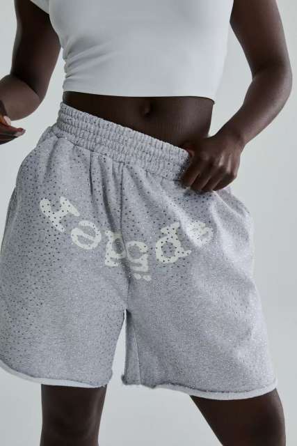 [ON SALE]1:1 Top Quality Version Sp5der Full Rhinestone Hoodie & Shorts Set