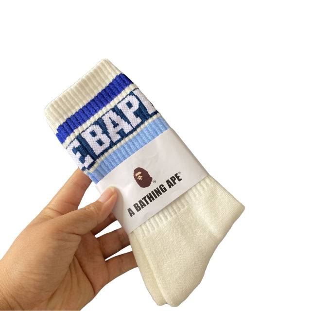 Bape Large Letter Jacquard Striped Socks 9 colors