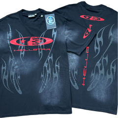 Hellstar Dark Flame Red Logo Print Washed Version Tee