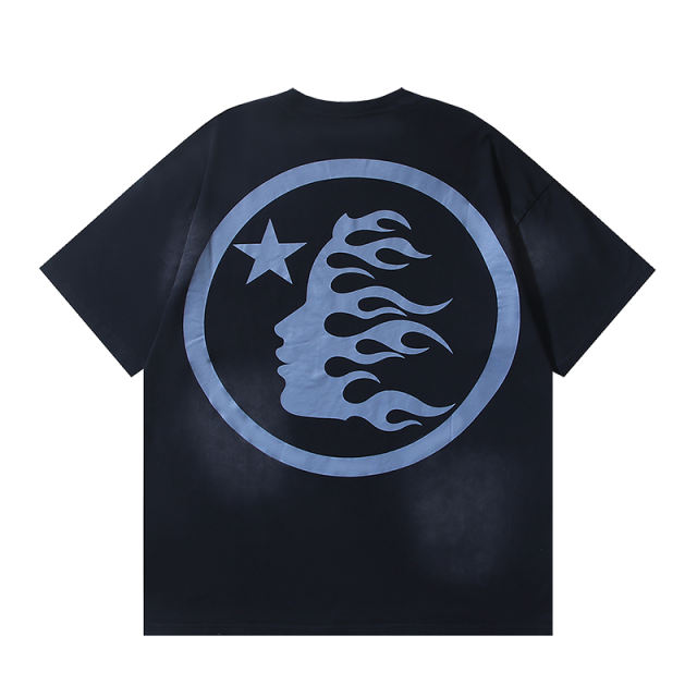 Hellstar Red and blue Logo Print Washed Version Tee