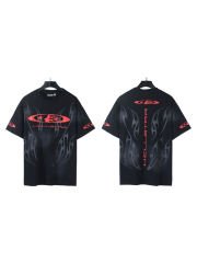 Hellstar Dark Flame Red Logo Print Washed Version Tee