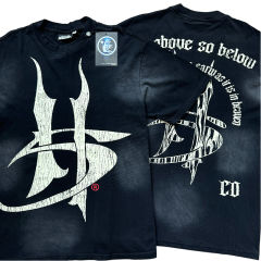 Hellstar Gothic Letter Print Washed Version Tee